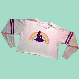 Upcycled Acid-wash Little Mermaid Crop-top